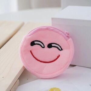 Pink Smiley Face Plush Coin Purse